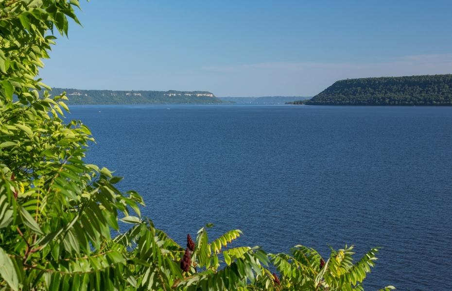 Expansive view of Lake Pepin on the Mississippi River