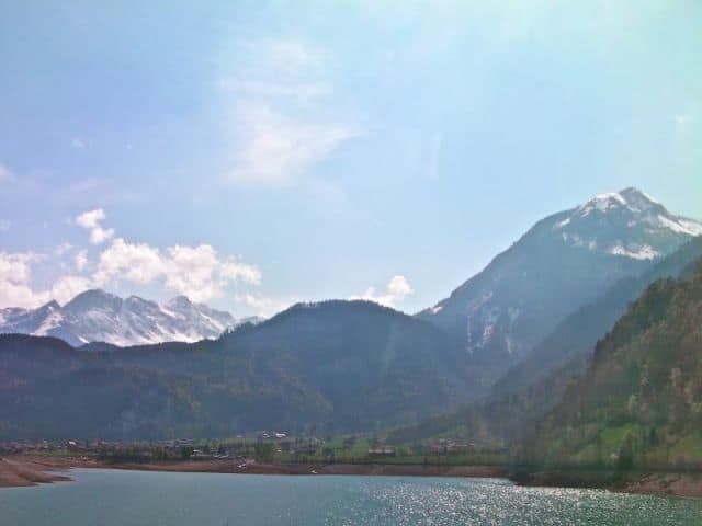 View of Mountains from Shoreline of Lake Lungern