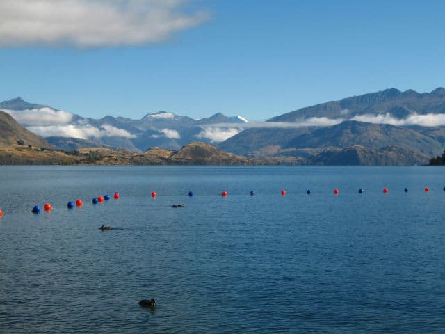 View of Mountains from Shoreline of Lake Wanaka