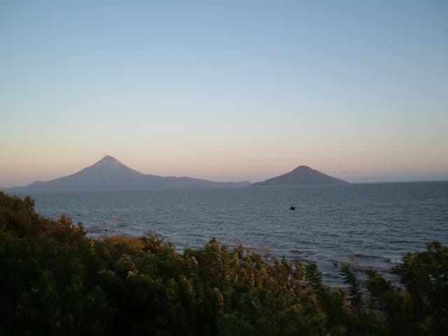 Volcanoes Momotombo and Momotombito with Lake Managua