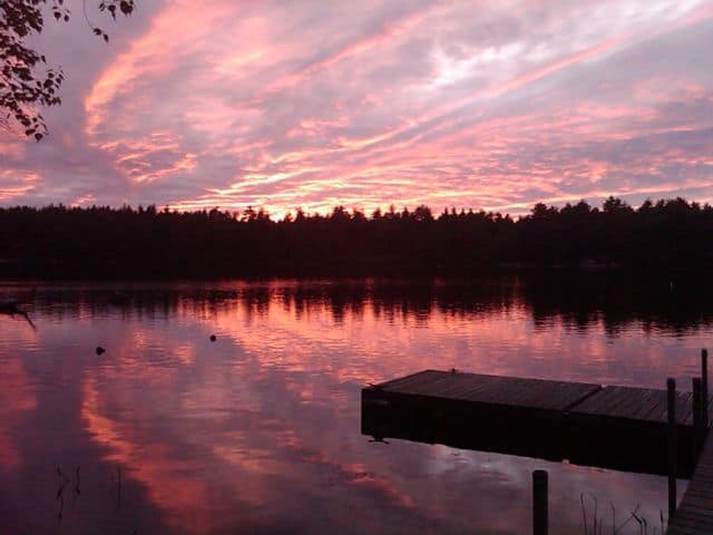 Sunset over Joy's dock