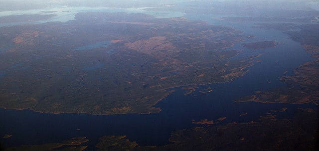 Aerial View of Manicouagan Reservoir