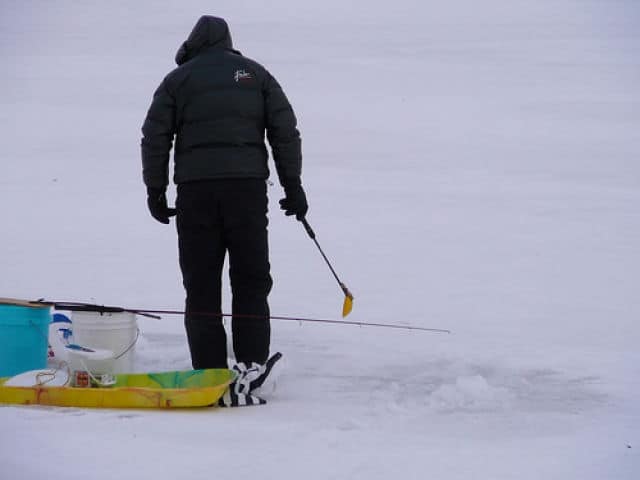Ice Fisherman on Lake Monoma